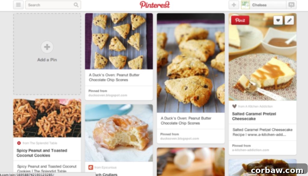 Comparison of a horizontal versus a vertical pin for scones on Pinterest, showing the vertical pin takes up more visual space.