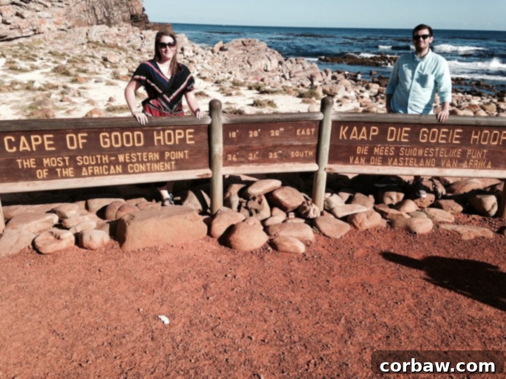Iconic sign marking the Cape of Good Hope, a famous landmark