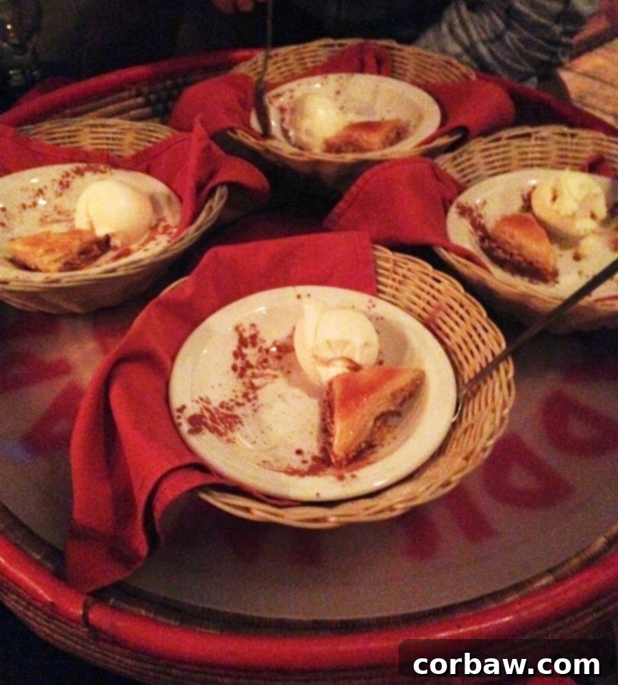 Close-up of a plate of baklava dessert.