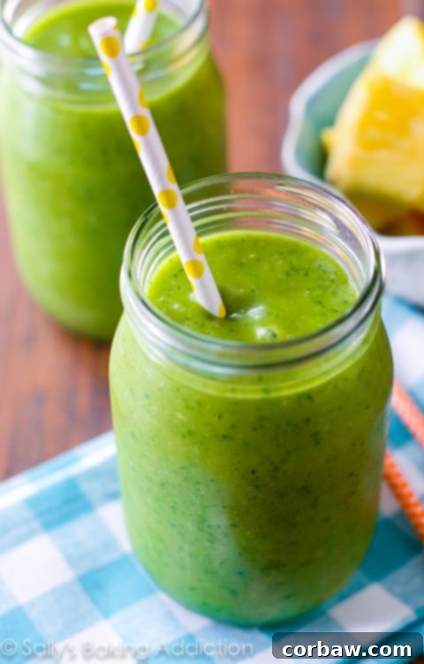 Vibrant and healthy smoothie in a glass, showcasing Sally's ability to create non-baking recipes and her beautiful photography.