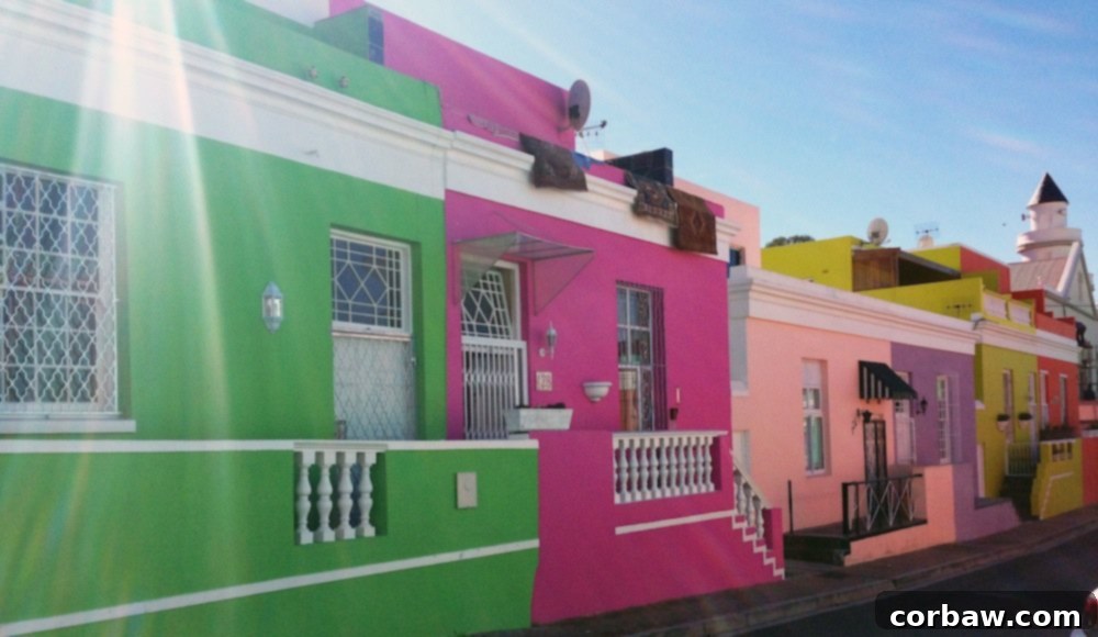 Cobblestone street in Bo-Kaap with colorful houses