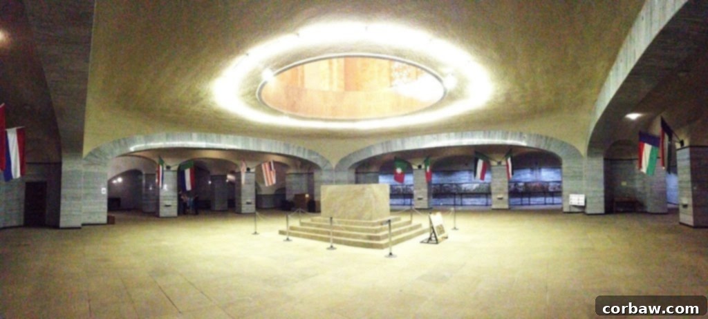 Tapestries depicting scenes from the Great Trek inside the Voortrekker Monument.