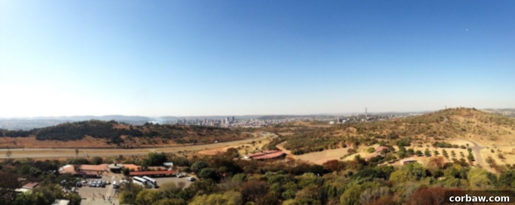 Panoramic view of Pretoria city from the rooftop of the Voortrekker Monument.