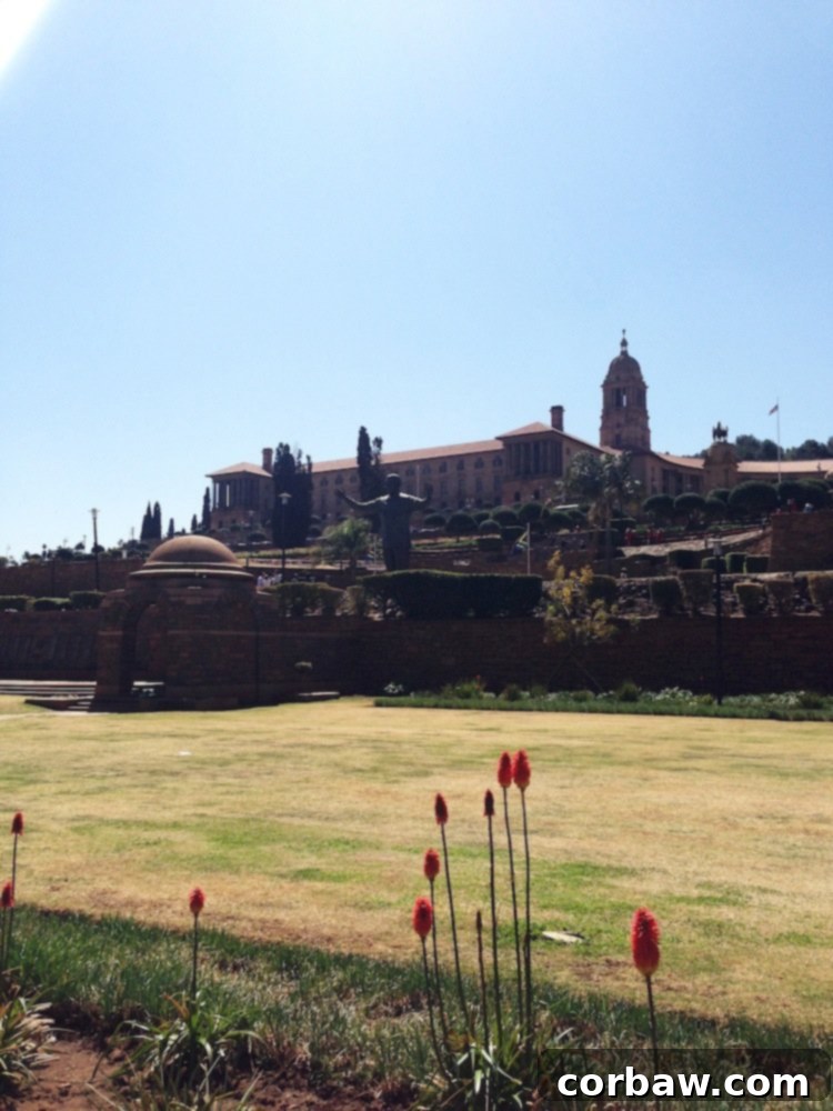 View of the Union Buildings facade from the gardens