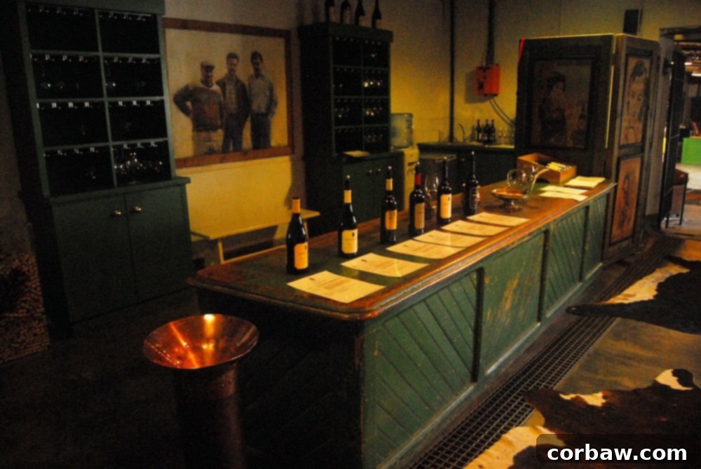 Display of Meerlust wines in a cellar