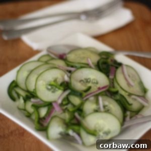 Close-up of Kicked Up Cucumber Salad