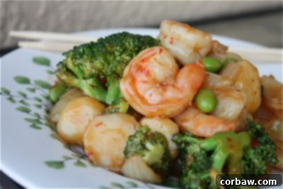 Vibrant Shrimp, Broccoli, and Edamame Stir Fry in a wok