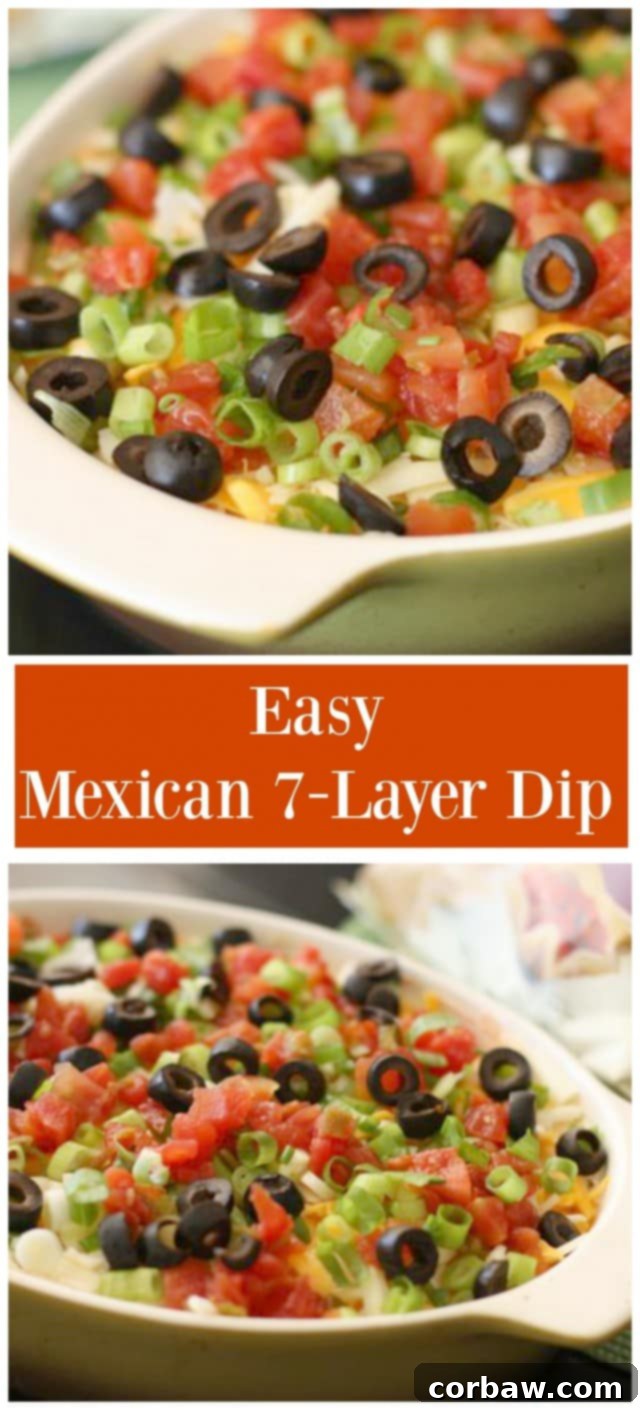 Easy Mexican 7-layer dip Always a party hit! Serve this Mexican 7 Layer Dip with tortillas at your next get together.