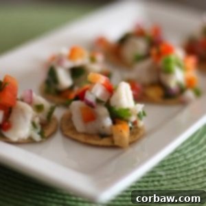 A vibrant bowl of Summer Ceviche with fresh fish and vegetables