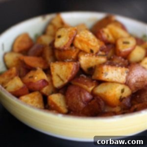serving bowl of oven roasted red potatoes seasoned with smoked paprika
