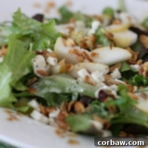 Pear and Granola Salad with Greek Yogurt Poppyseed Dressing recipe card image