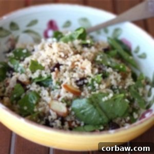 Nutty Quinoa, Spinach and Cranberry Salad