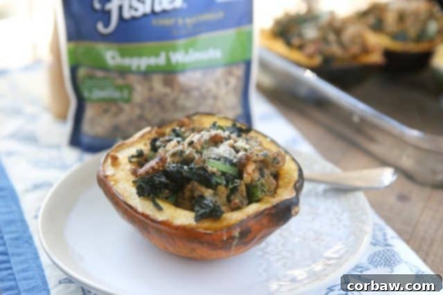 Stuffed Acorn Squash: A Complete and Healthy Meal This Stuffed Acorn Squash recipe is filled with hearty ingredients like sausage, kale & walnuts. Makes a great dish for entertaining or healthy meal prep!