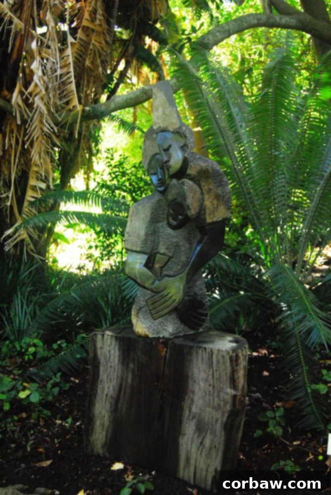 Elegant sculpture made of natural materials at the entrance of Kirstenbosch Botanical Garden