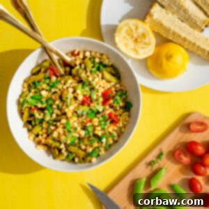 Mastering Steak Sides: 20+ Perfect Pairings and Pitfalls 11 Fresh grilled corn salad in a white bowl, perfect for a summer steak dinner.