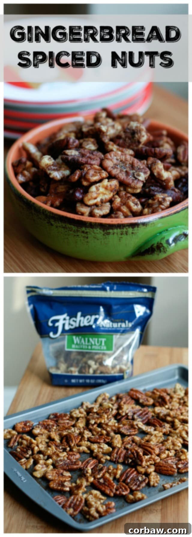 Gingerbread Spiced Nuts are the perfect holiday snack. Serve them all for your parties and gatherings all season long!