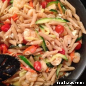 One-Pan Feta Shrimp and Vegetable Pasta 2 Skillet Shrimp and Vegetable Pasta with Feta