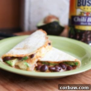 Bush’s Black Chili Bean and Avocado Quesadillas