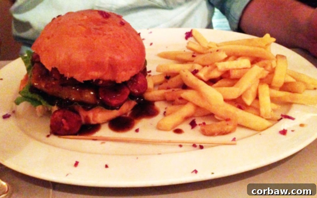 Cheddar Royale burger with chorizo