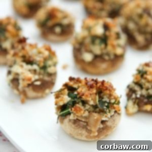 Decadent Blue Cheese Walnut Stuffed Mushrooms 2 Finished Walnut and Blue Cheese Stuffed Mushrooms appetizer.