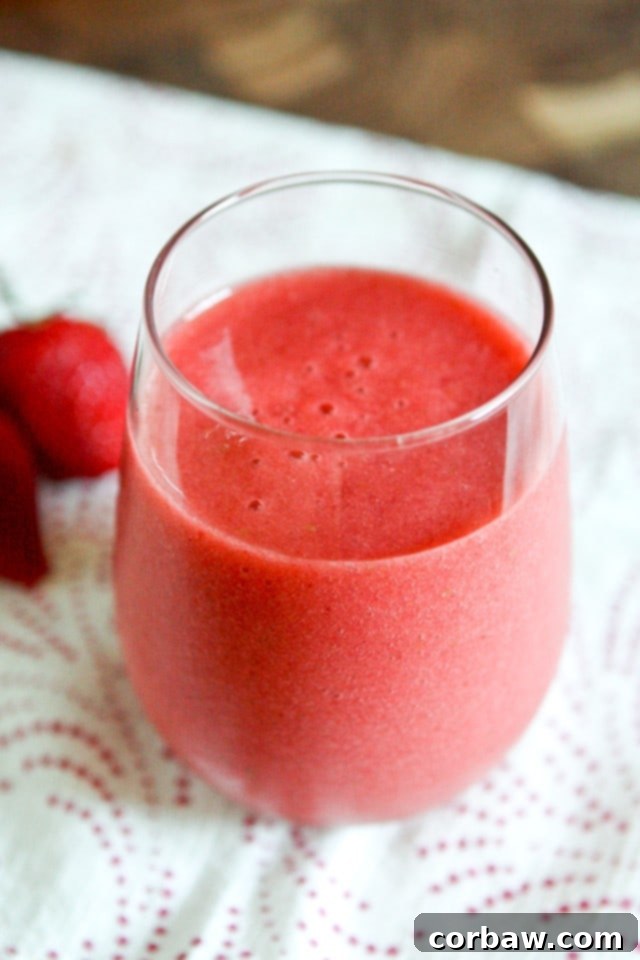 This Strawberry, Grapefruit and Ginger Smoothie will give you a refreshing energy boost any time of day. Filled with seasonal fruit, it's makes a great nutritious snack or addition to breakfast! This Strawberry, Grapefruit and Ginger Smoothie will give you a refreshing energy boost any time of day. Filled with seasonal fruit, it's makes a great nutritious snack or addition to breakfast!