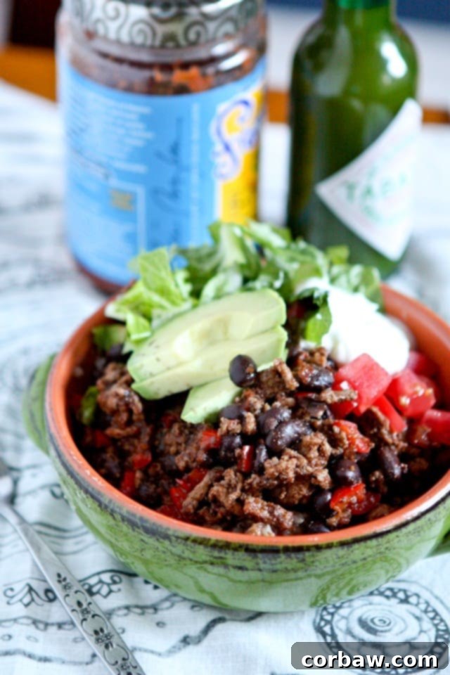 Delicious and healthy Taco Turkey & Black Bean Rice Bowls, perfect for dinner or meal prep.