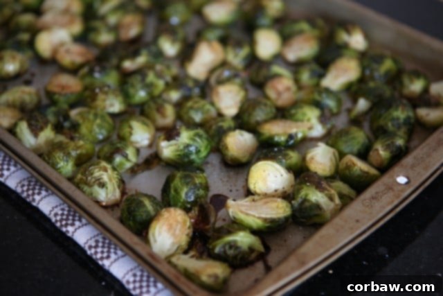 Caramelized Honey Balsamic Brussels Sprouts 3 Crispy Honey Balsamic Roasted Brussels Sprouts - an excellent accompaniment to any meal, providing a healthy serving of vegetables.
