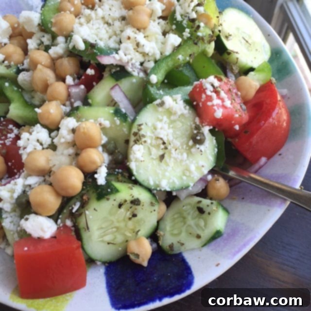Ingredients for Greek Village Salad laid out before preparation
