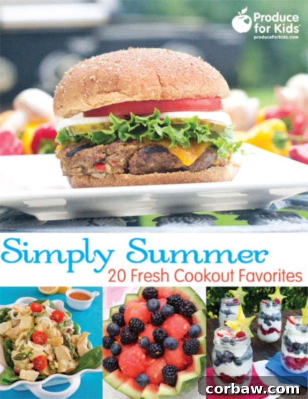 Simply Summer e-Cookbook cover featuring vibrant fresh produce